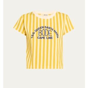BODE small  Yellow Medalist T-shirt Yellow Stripe Logo Crop Tee